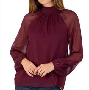 HI SUMMER ☀️ 🍷JOIE LONG SLEEVE SMOCKED TOP DEEP WINE